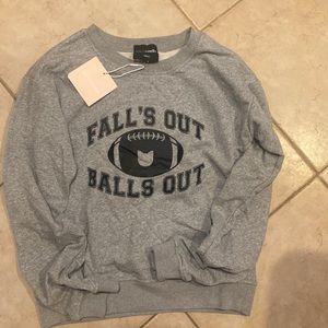 Nwt Kittenish “Falls out Balls Out” grey sweatshirt sz Small